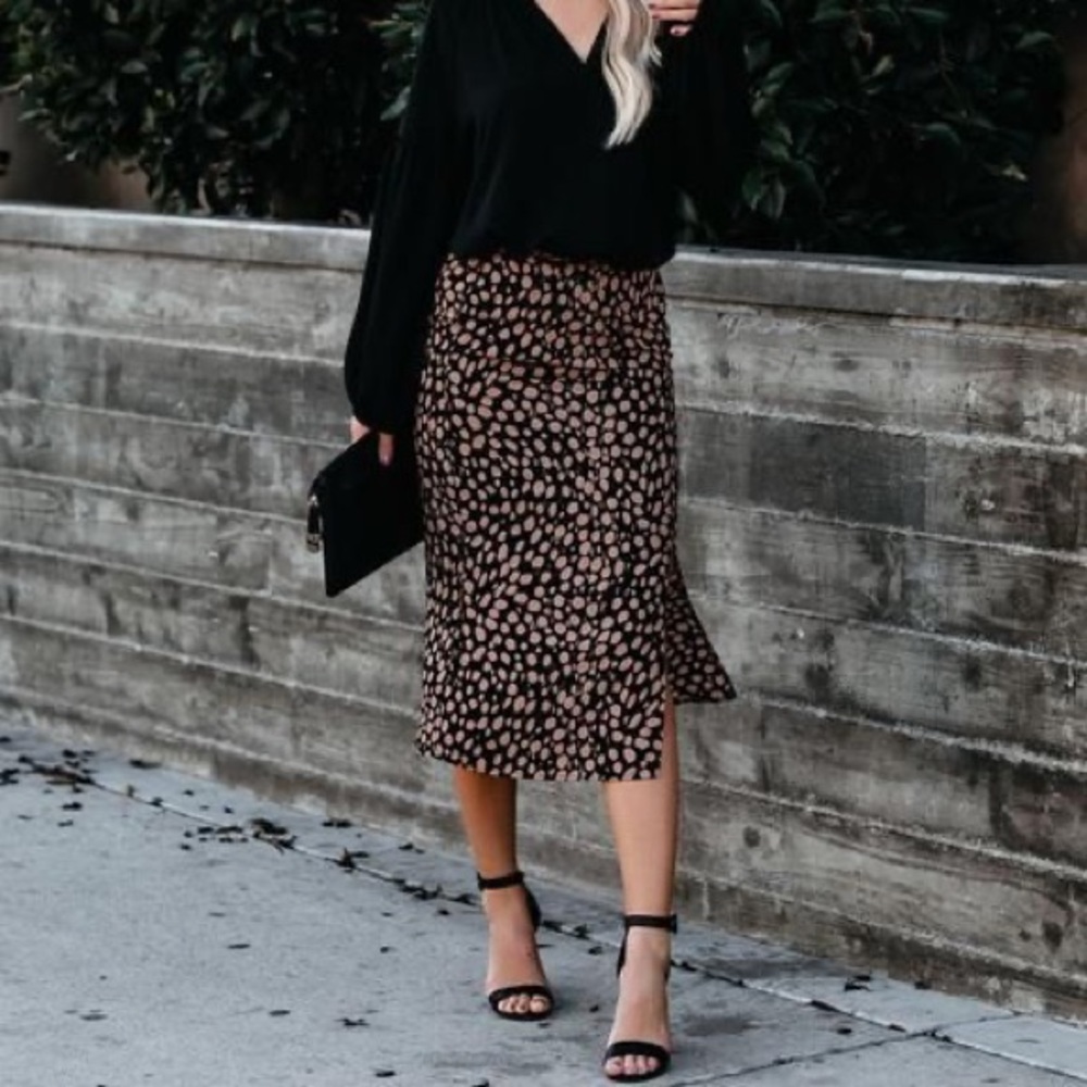 Chestnuts Popping Printed Midi Skirt